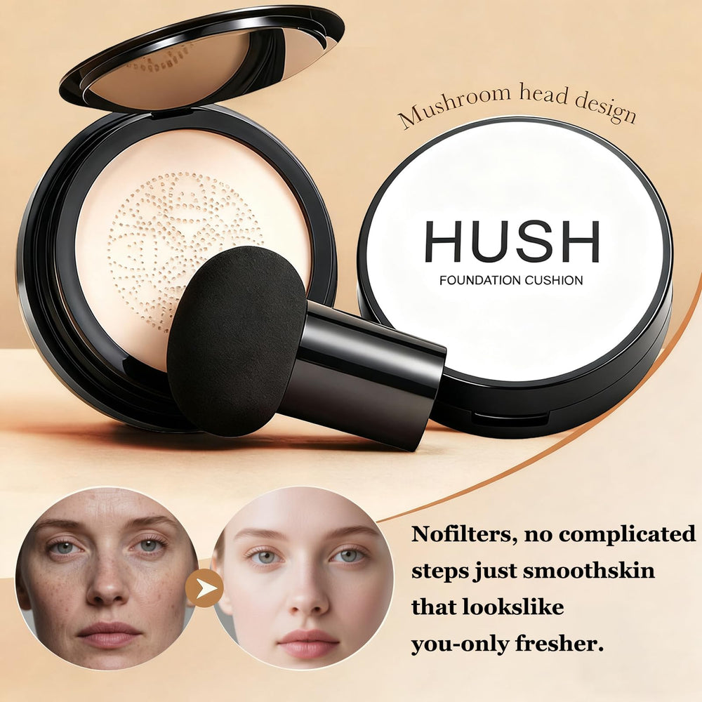 Hush Makeup Mushroom Head Puff for easy, smooth cushion foundation application