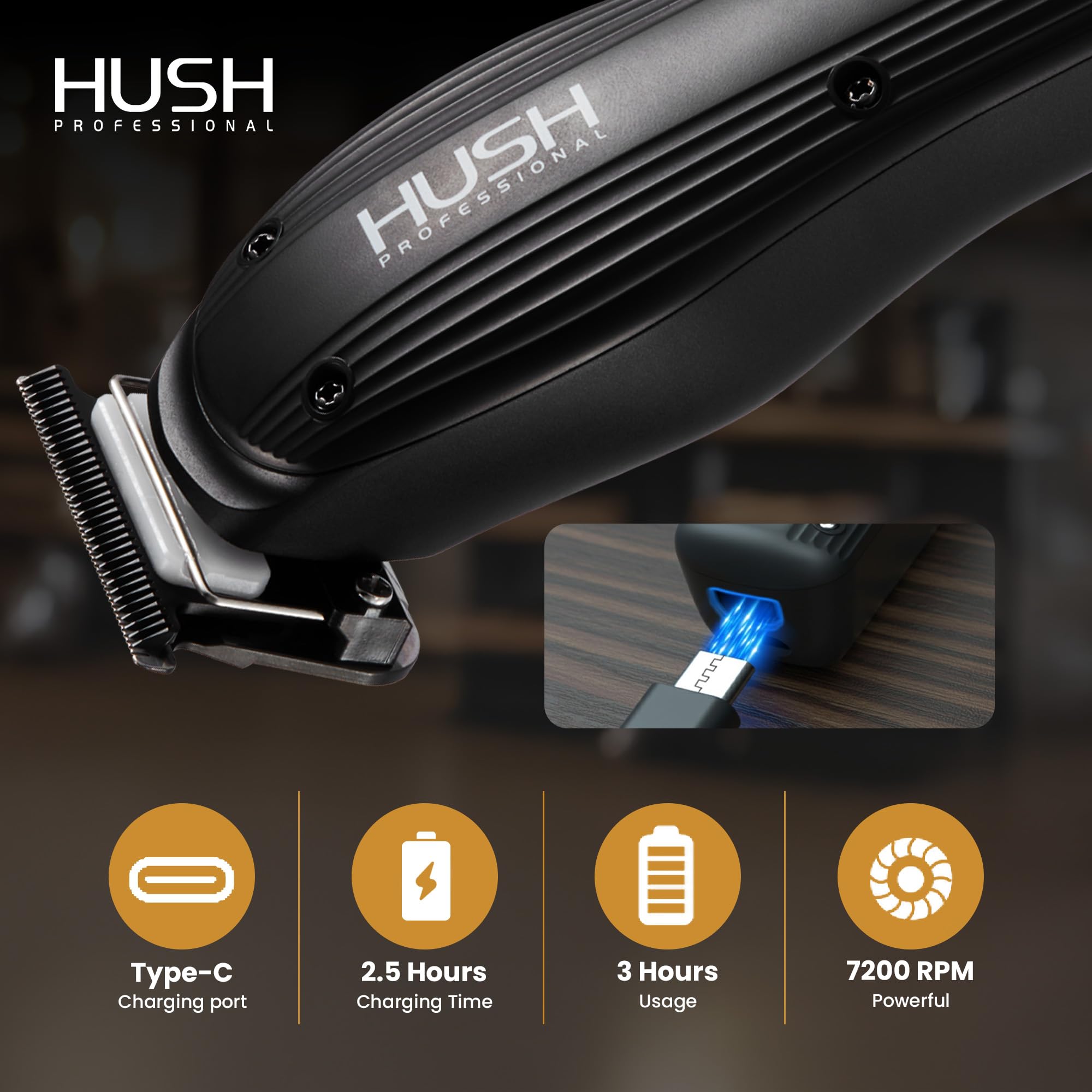 HUSH PROFESSIONAL all-in-one grooming kit for versatile home barber-style cuts.