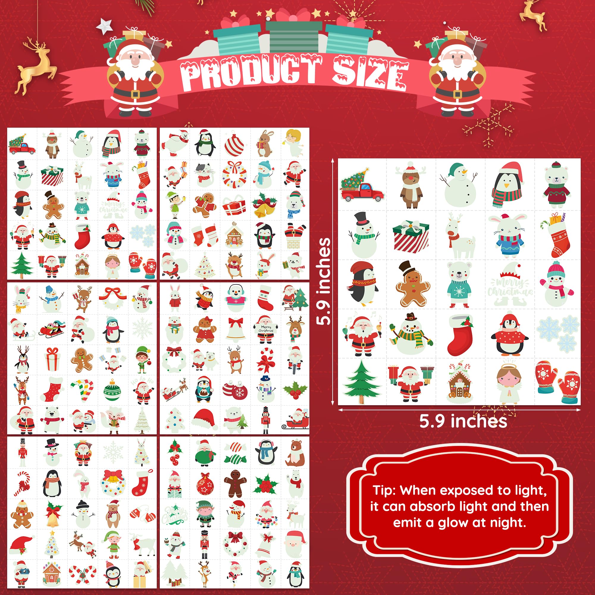 Huskein 150-designs Christmas tattoos showcasing diverse designs for decoration