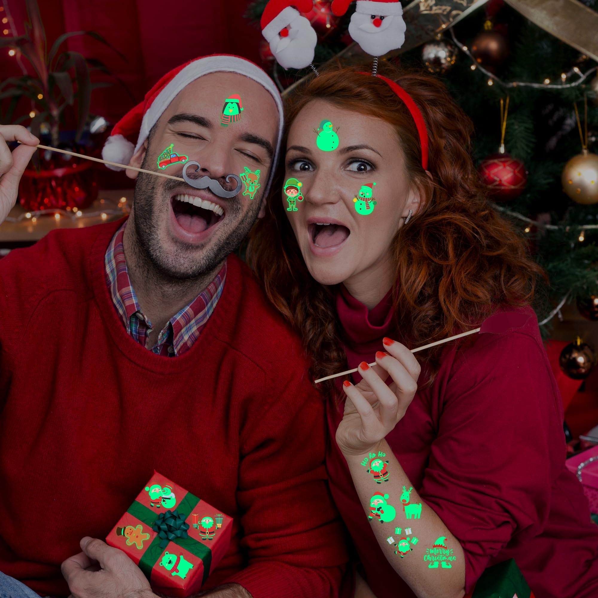 Huskein cuttable sheets for customizable Christmas tattoo layouts and simple party favors
