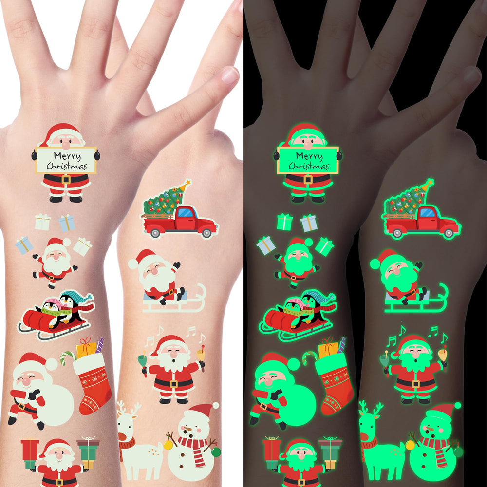 Huskein luminous Christmas tattoos six sheets for glow-in-the-dark party fun and gifting