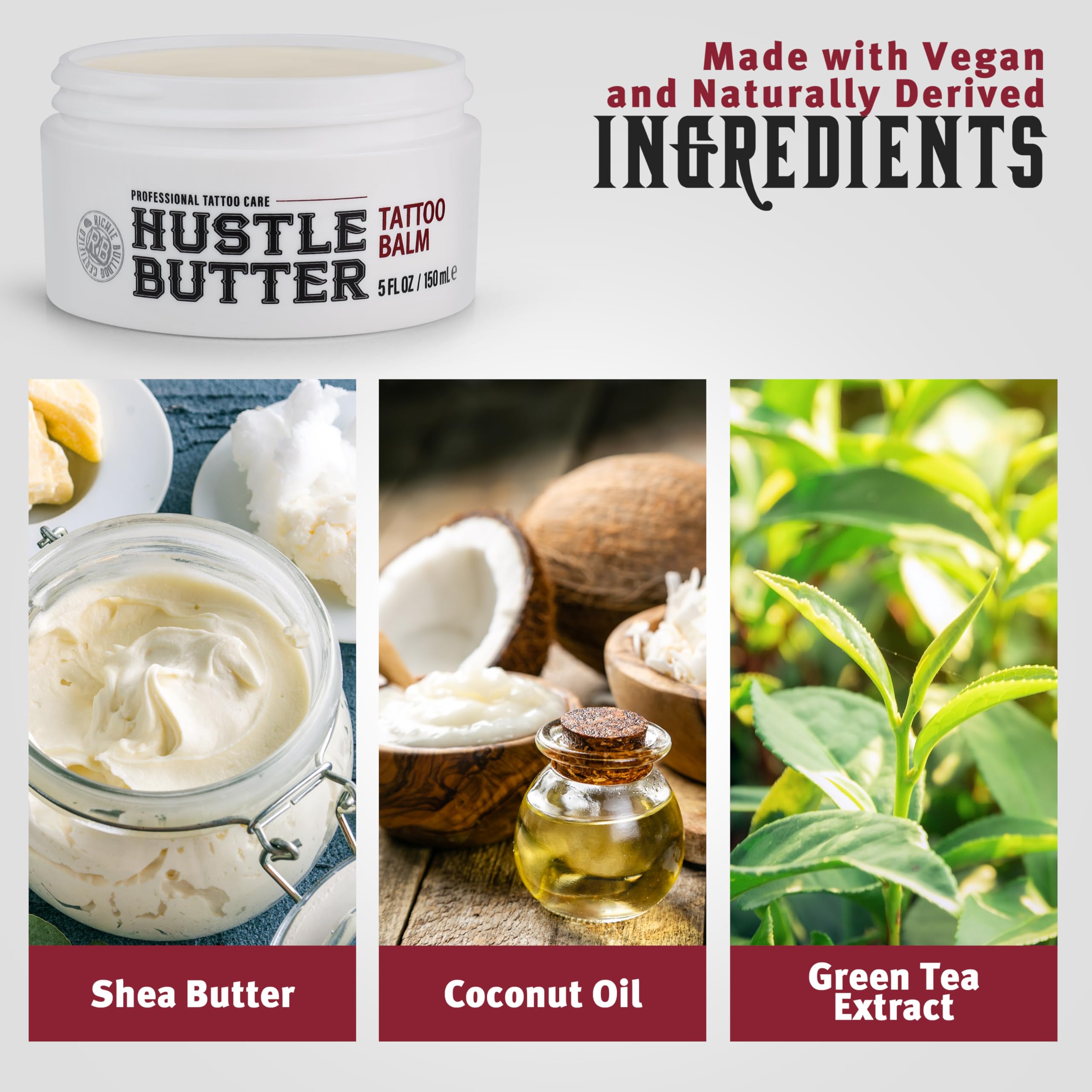 Hustle Butter Deluxe aftercare hydration on skin after tattoo.