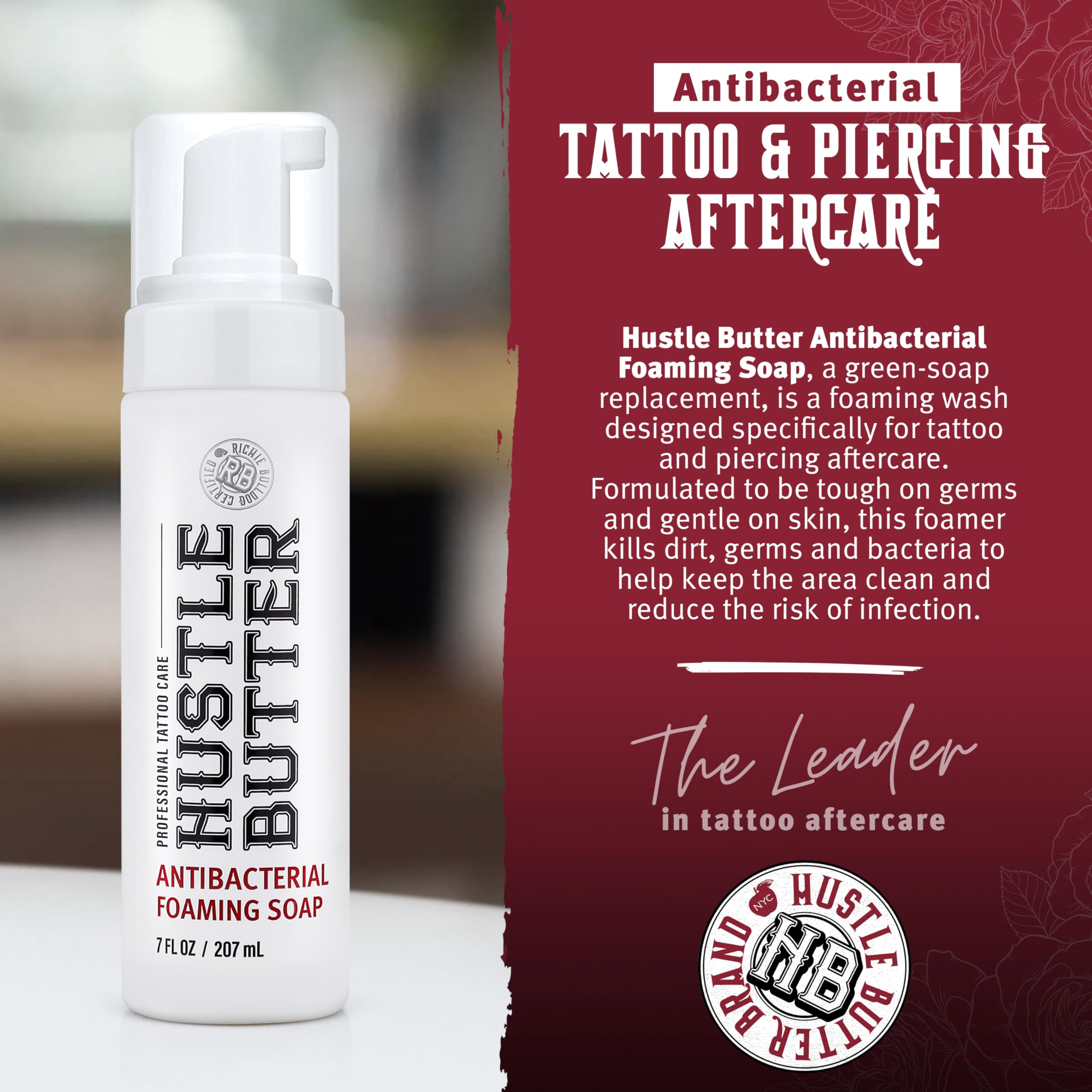 Hustle Butter Deluxe antimicrobial foam application helps keep the area clean during care.