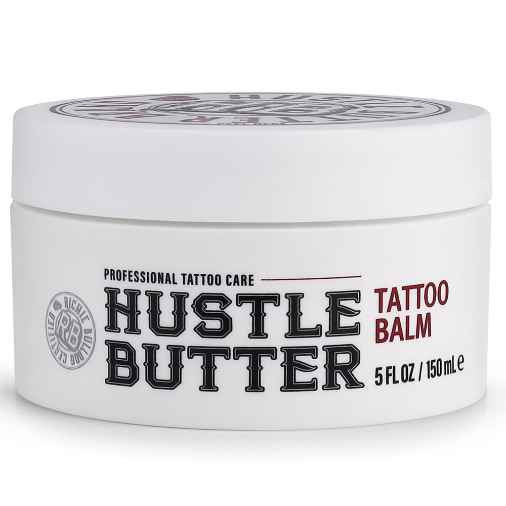 Hustle Butter Deluxe Tattoo Soap bottle for fresh tattoo care with a gentle touch.
