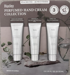 Huxley hand cream collection tubes for quick-absorbing moisture.