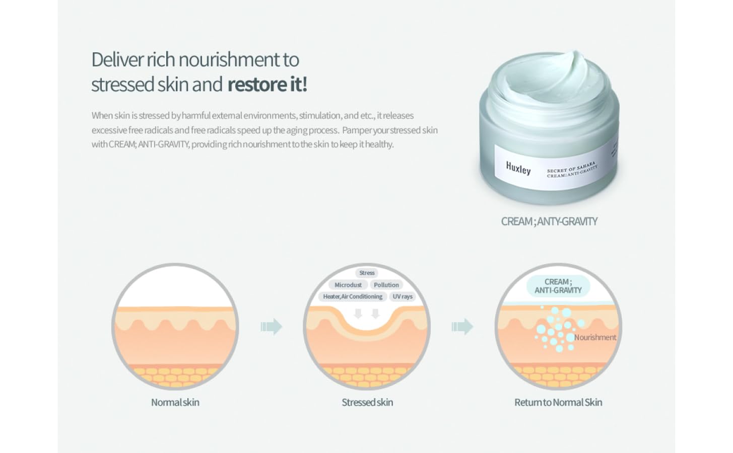 Huxley Secret of Sahara non-sticky finish on skin after application.