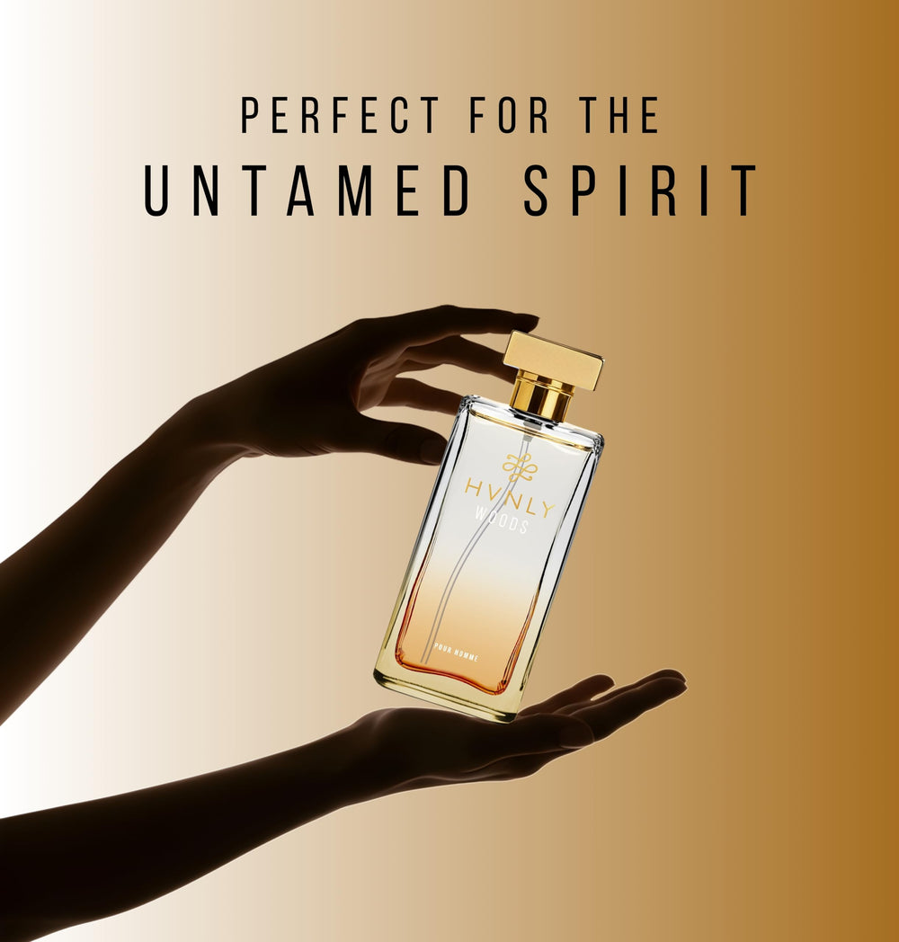 HVNLY Woods travel-size 30ml bottle fits in a bag
