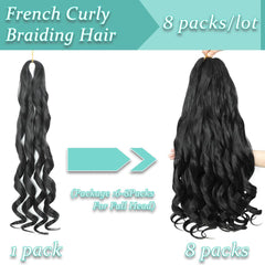 HVVZOY eight-pack french curl hair provides abundant volume for full head installs.
