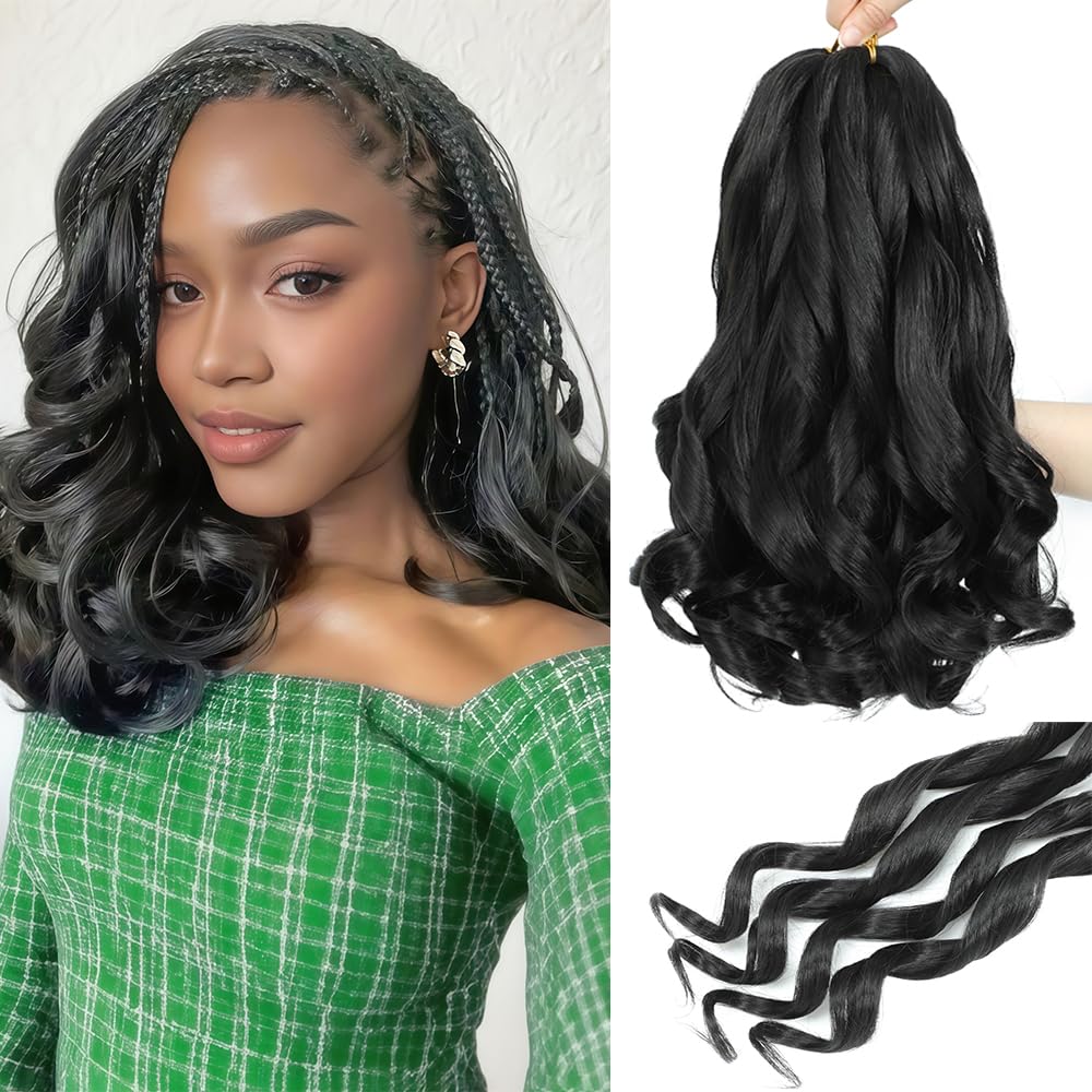 HVVZOY French Curl Braiding Hair 12-inch close-up of soft fibers for versatile styling.