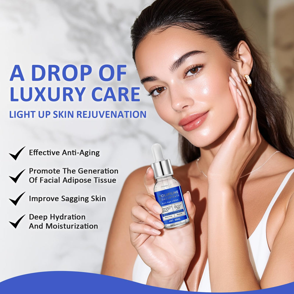 HWGIZP Volufiline Serum ingredients panel with soothing plant extracts.