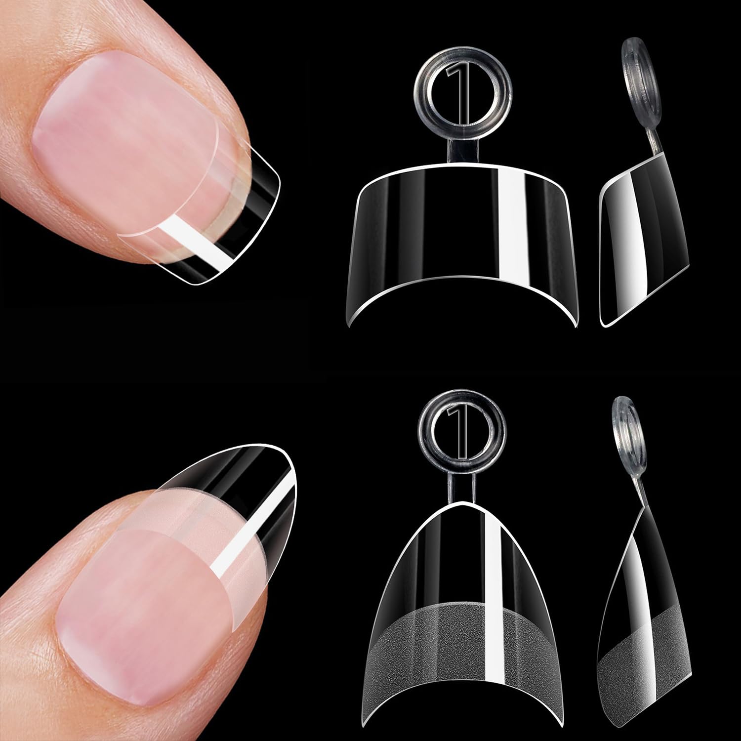 HWHUNO extra short half-cover almond nail tips for durable daily wear