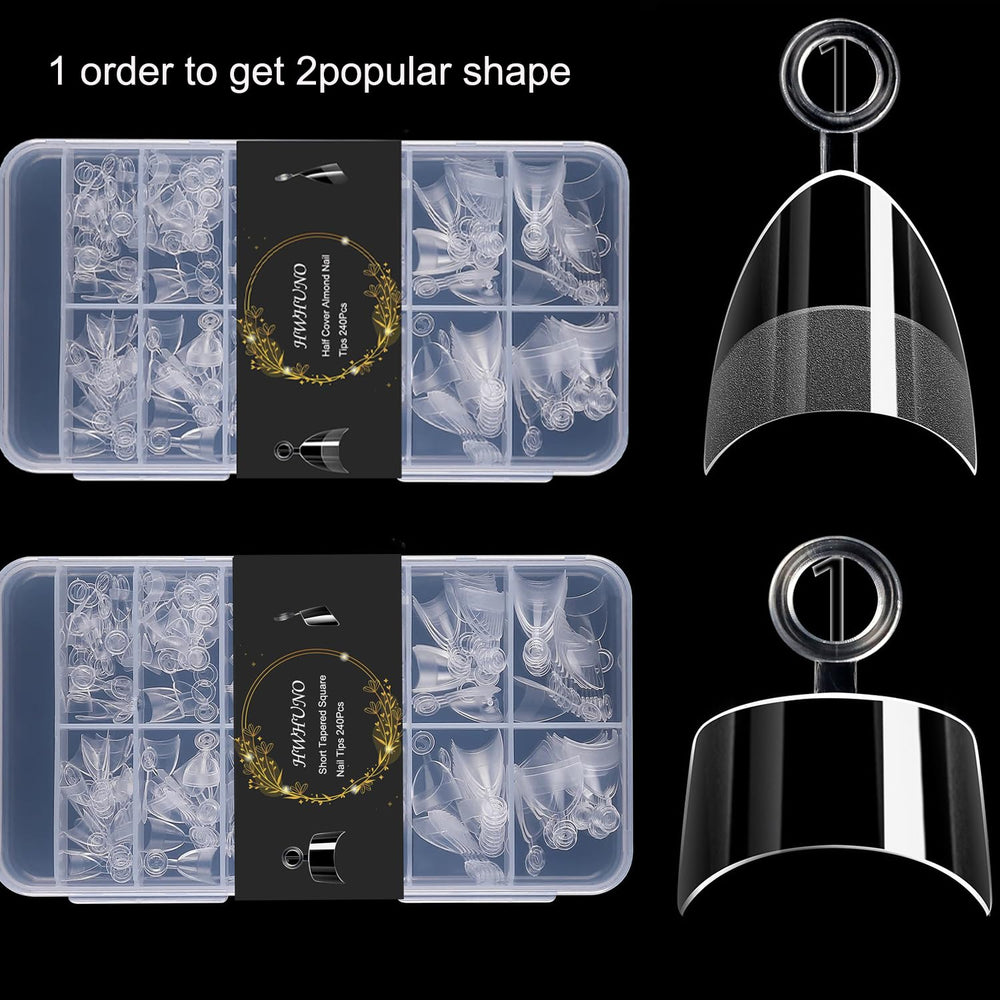 HWHUNO polished edges nail tips for comfortable wear