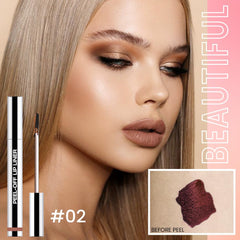 Hxssll matte lip stain peel-off lip liner brown application closeup for precise definition.