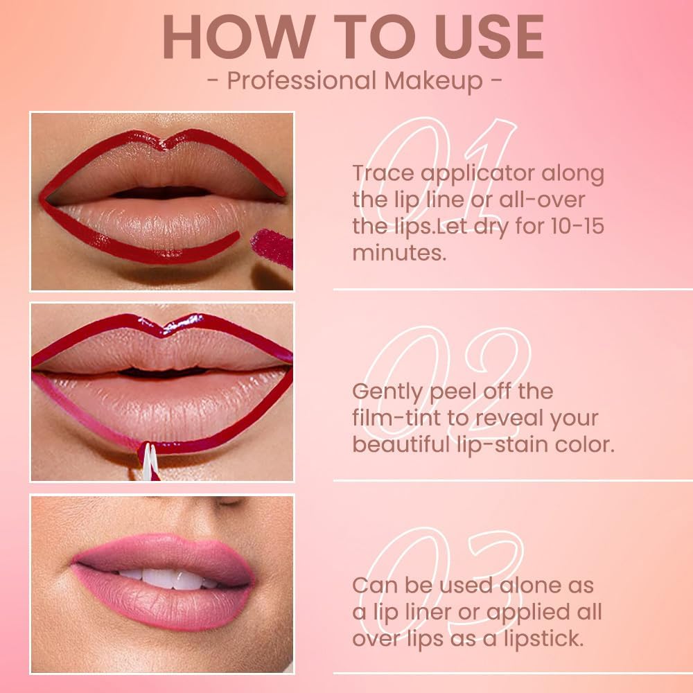 Hxssll peel-off process reveals a natural lip stain.