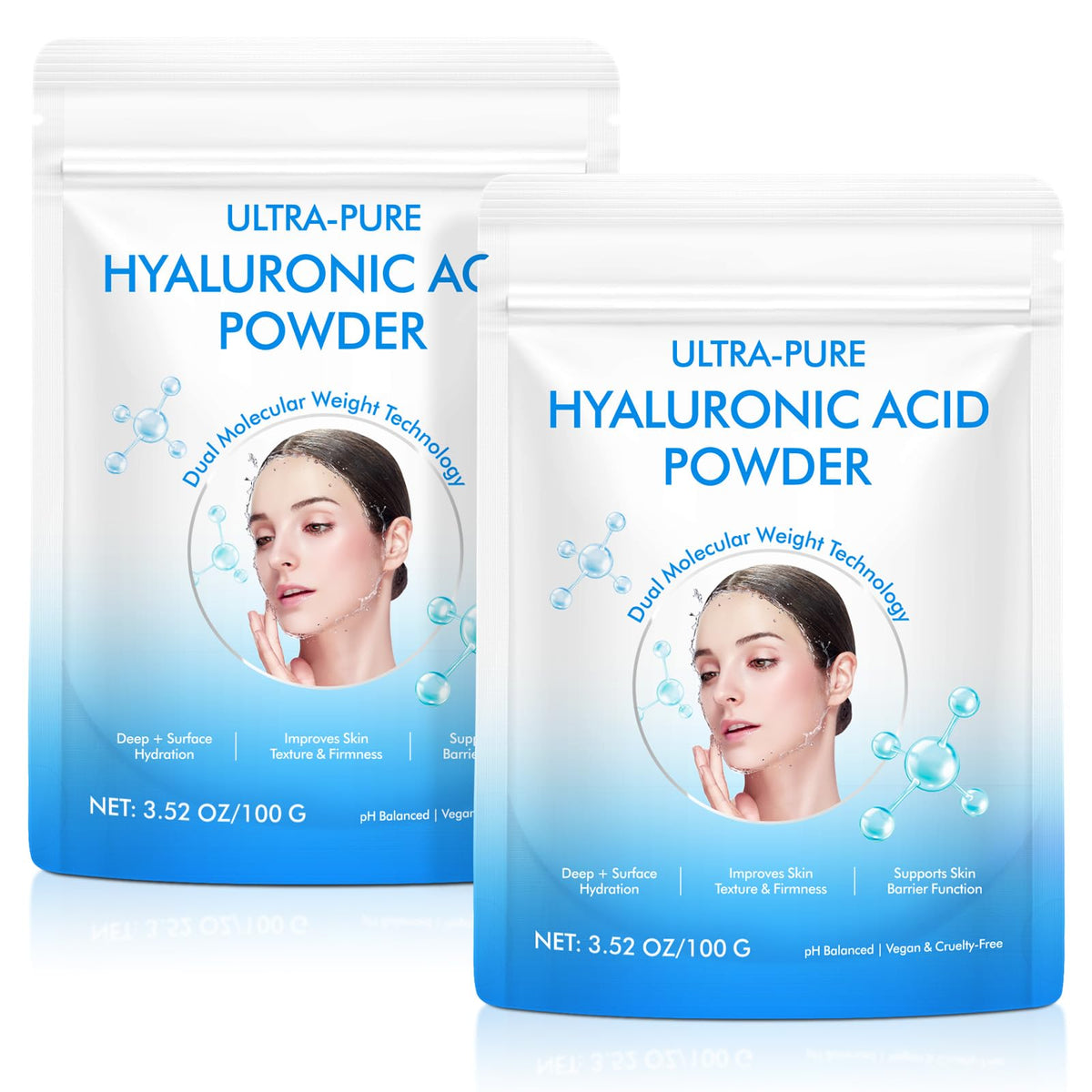 100% Pure Hyaluronic Acid Powder for face, ideal for DIY serums and hydration