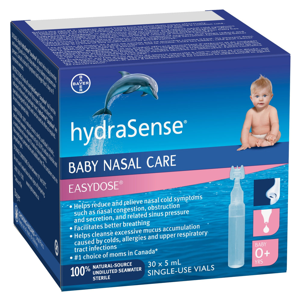HydraSense Easy Doses Inf 30x5ml bottle front shows pre-measured doses for easy infant nasal care.