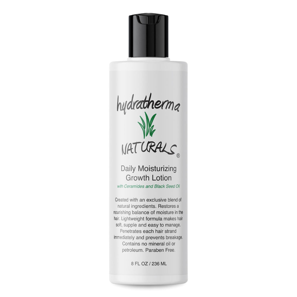 Hydratherma Naturals Growth Lotion bottle for daily hair nourishment.