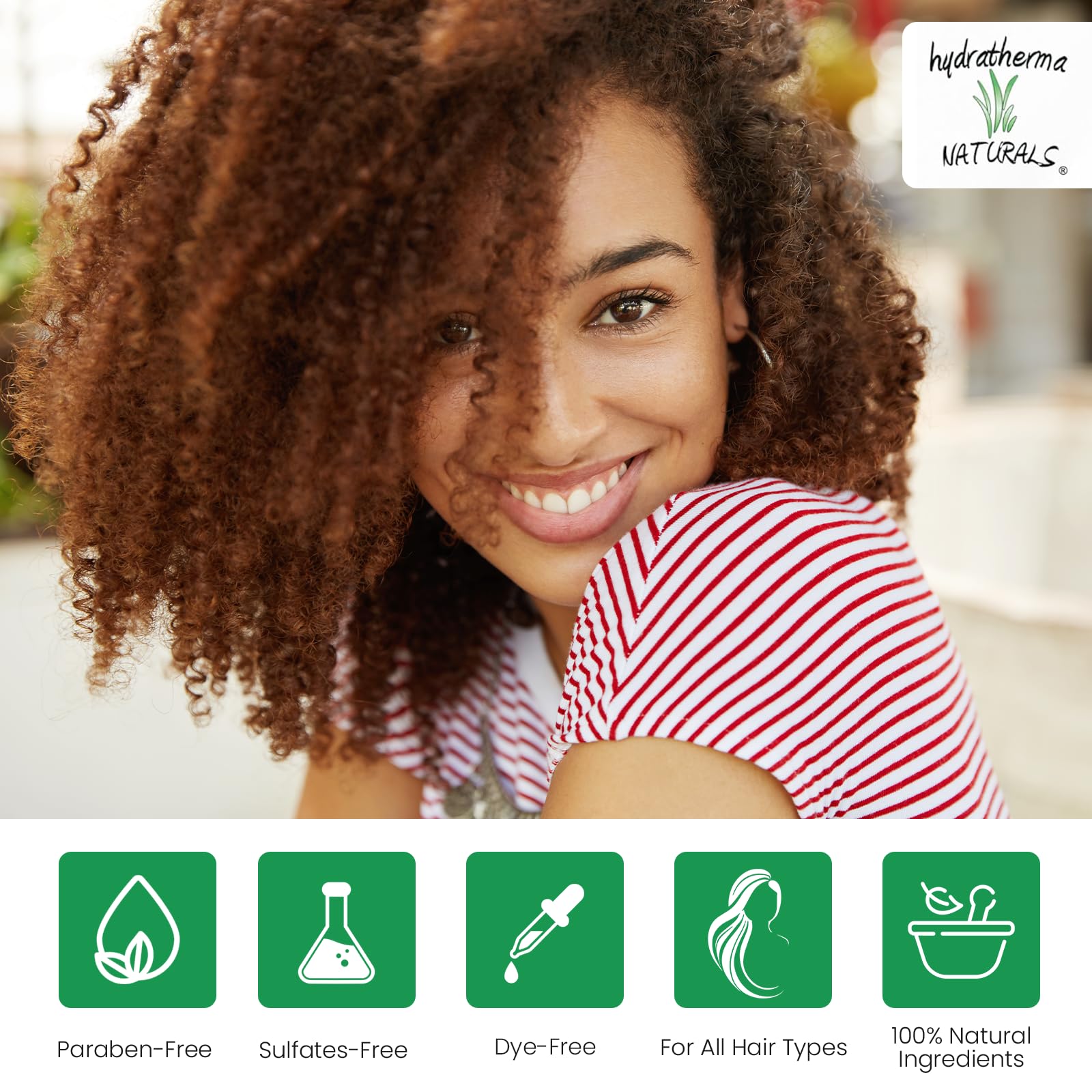 Hydratherma Naturals Hair Growth Oil on hair strands delivering non-greasy moisture and shine