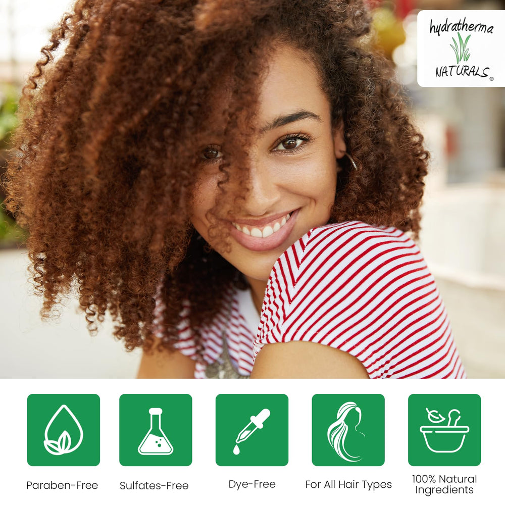 Hydratherma Naturals Hair Growth Oil on hair strands delivering non-greasy moisture and shine