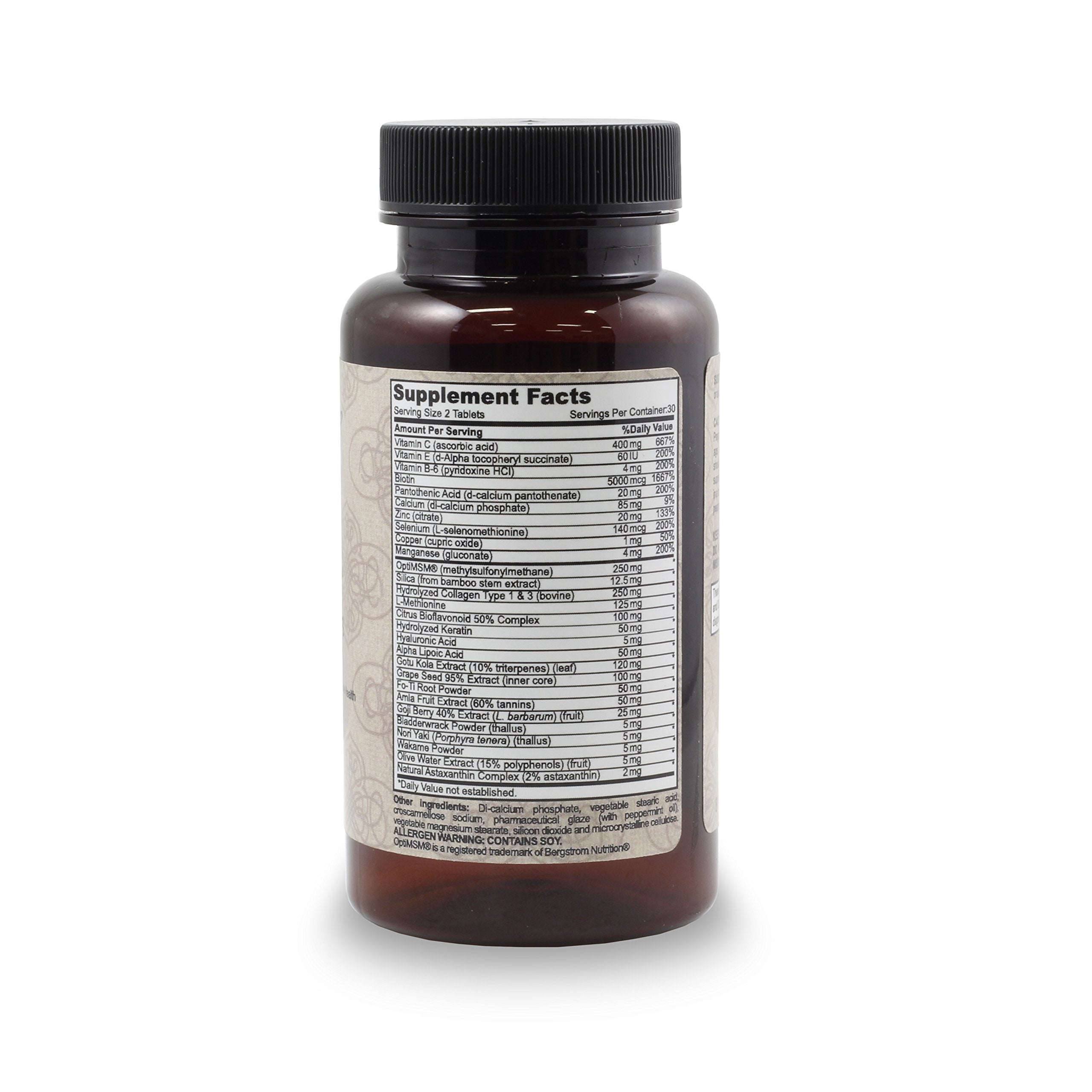 Hydratherma Naturals Hair Growth Plus tablets beside herbs and vitamins for nourishment.