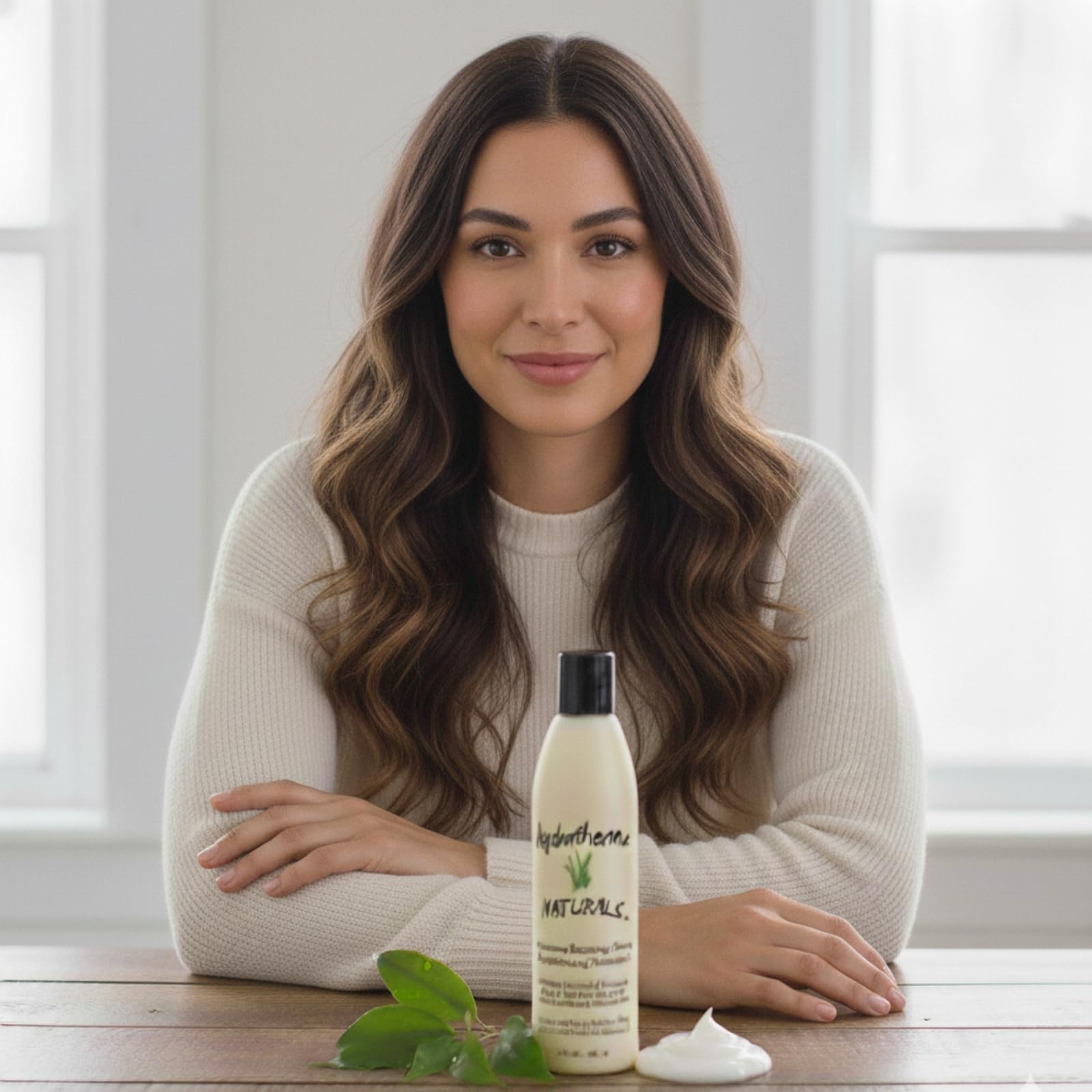 Hydratherma Naturals Moisture Boosting Deep Conditioning Treatment ingredients close-up include seaweed and oils.