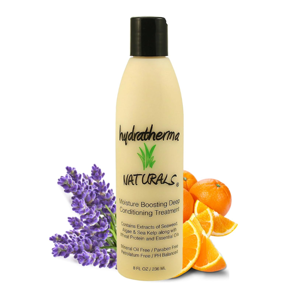 Hydratherma Naturals Moisture Boosting Deep Conditioning Treatment jar shows rich texture for deeper hydration.