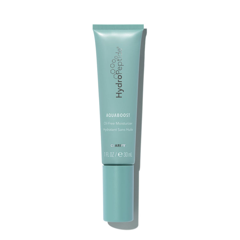 HydroPeptide AquaBoost Clarifying Oil-Free Moisturizer bottle providing lightweight hydration