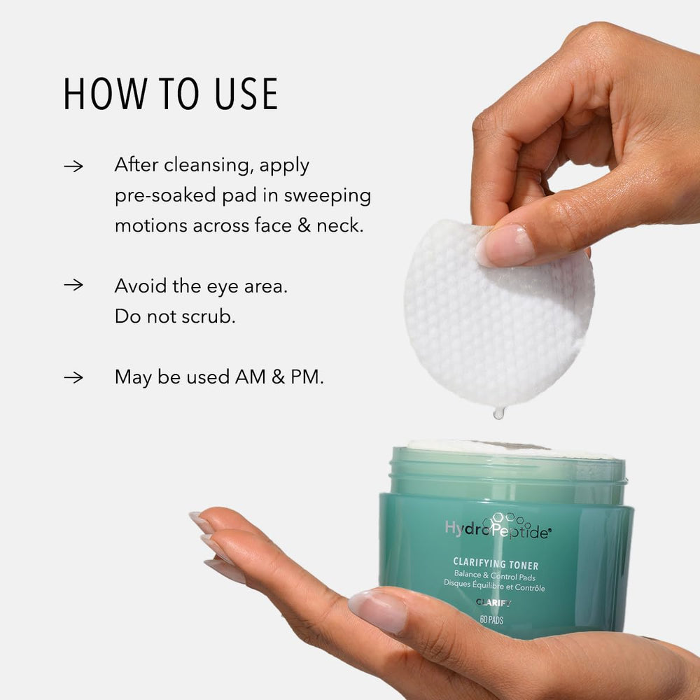 HydroPeptide Clarifying Toner Pads with azelaic and lactic acids for balance.