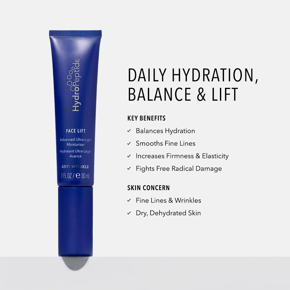 Close-up of HydroPeptide Face Lift cream texture for smooth application