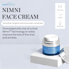 HydroPeptide Nimni Cream jar application showing creamy texture for daily use.
