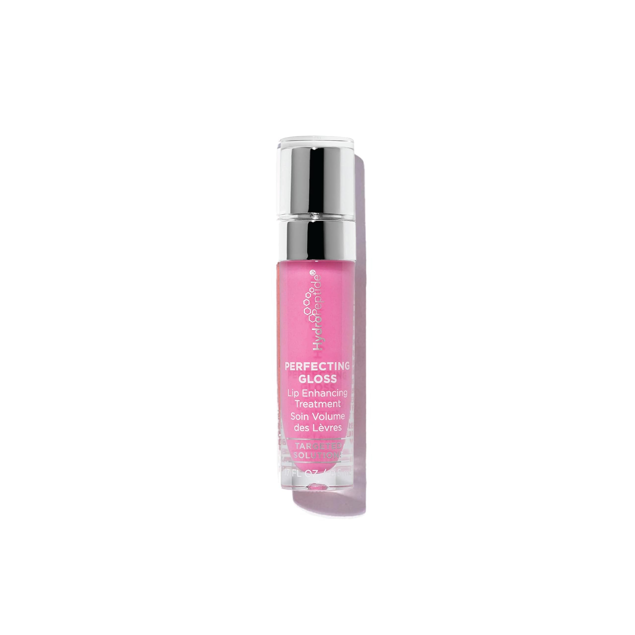 HydroPeptide Perfecting Gloss palm-spring-pink tube delivers radiant shine and lasting hydration.
