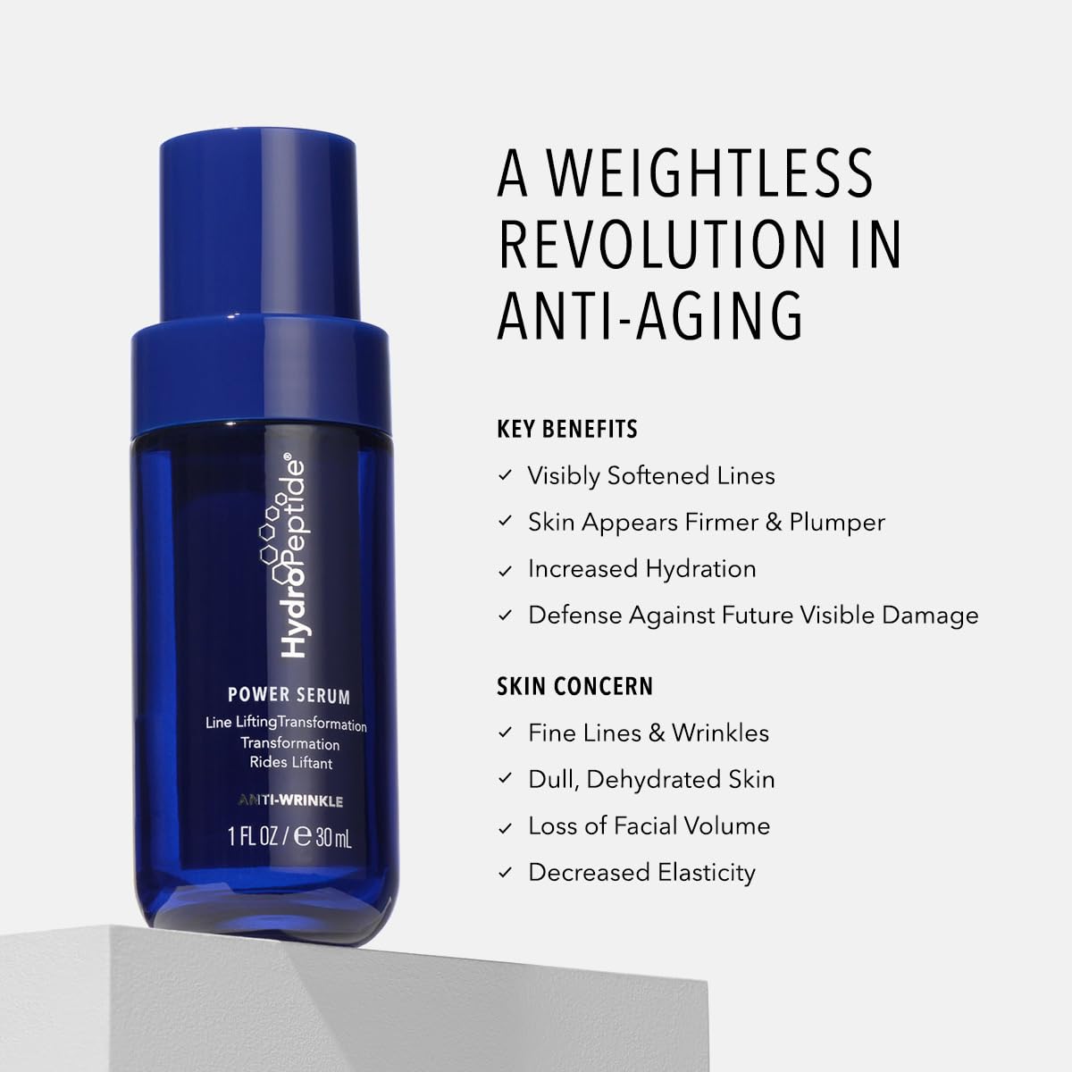 HydroPeptide Power Serum close-up texture highlights hydrating, plumping benefits