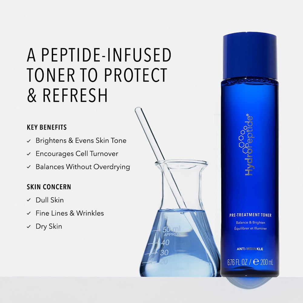 HydroPeptide Pre-Treatment Toner ingredients closeup highlighting peptides and marine extracts