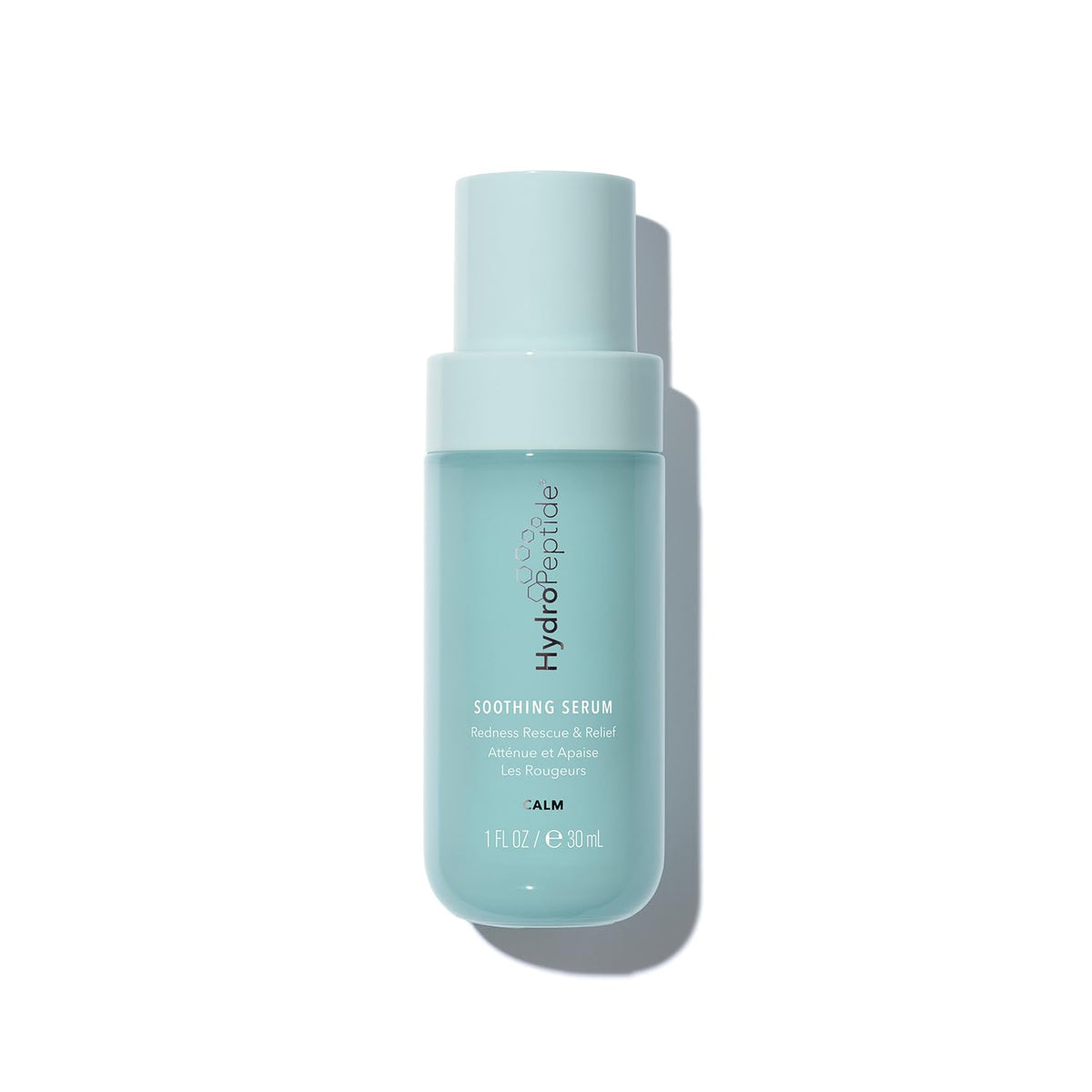 HydroPeptide Soothing Serum bottle closeup highlighting calming formula for redness relief.