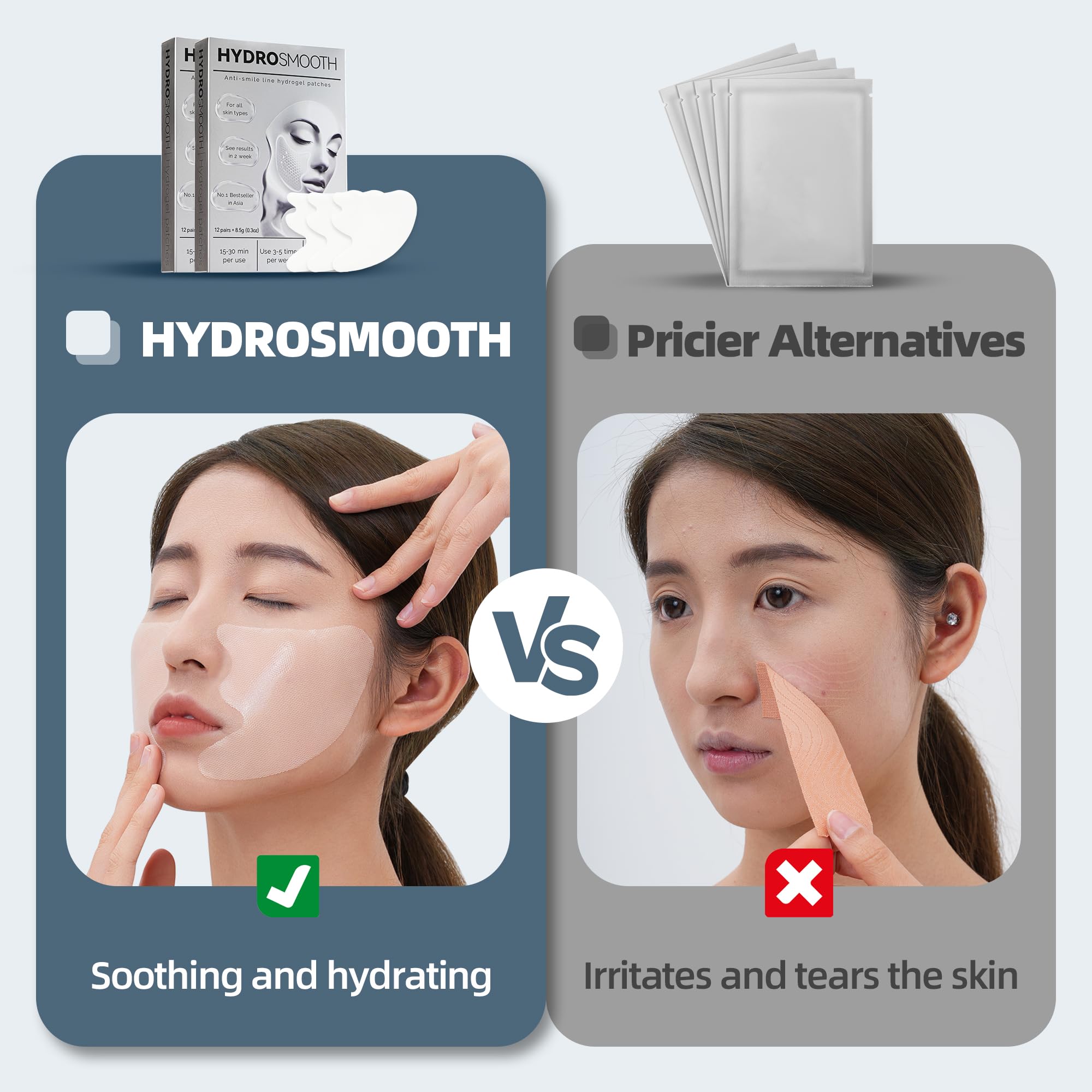 HYDROSMOOTH bandes-collagène-visage : actifs premium pour l’élasticité visible.