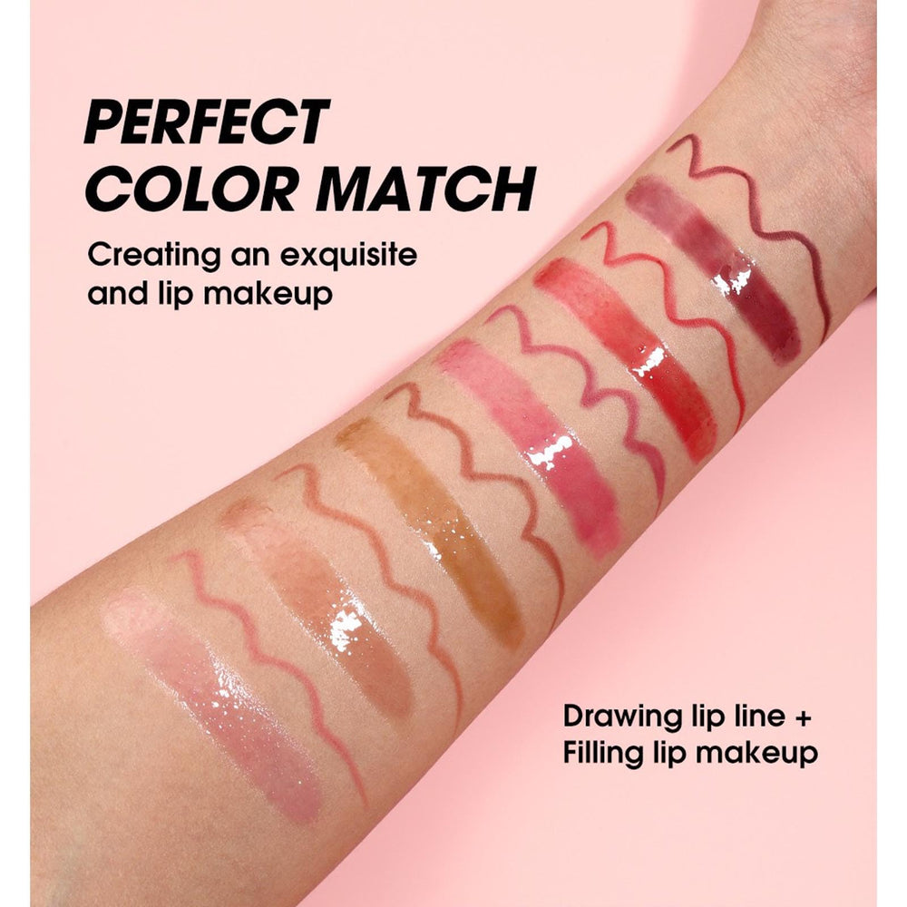 Hyesamyo lip liner with gloss applied for defined lip look