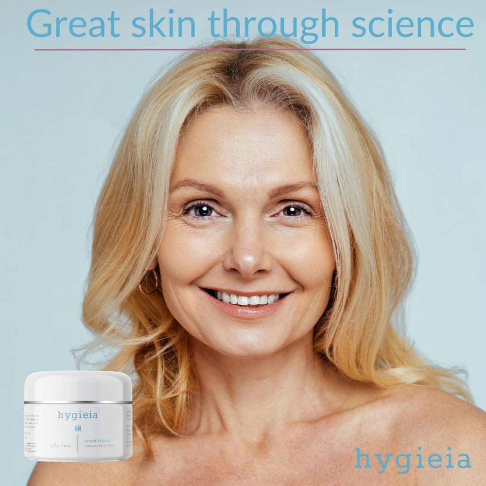 Hygieia crepey skin cream arm application demonstrates daily use and firming feel