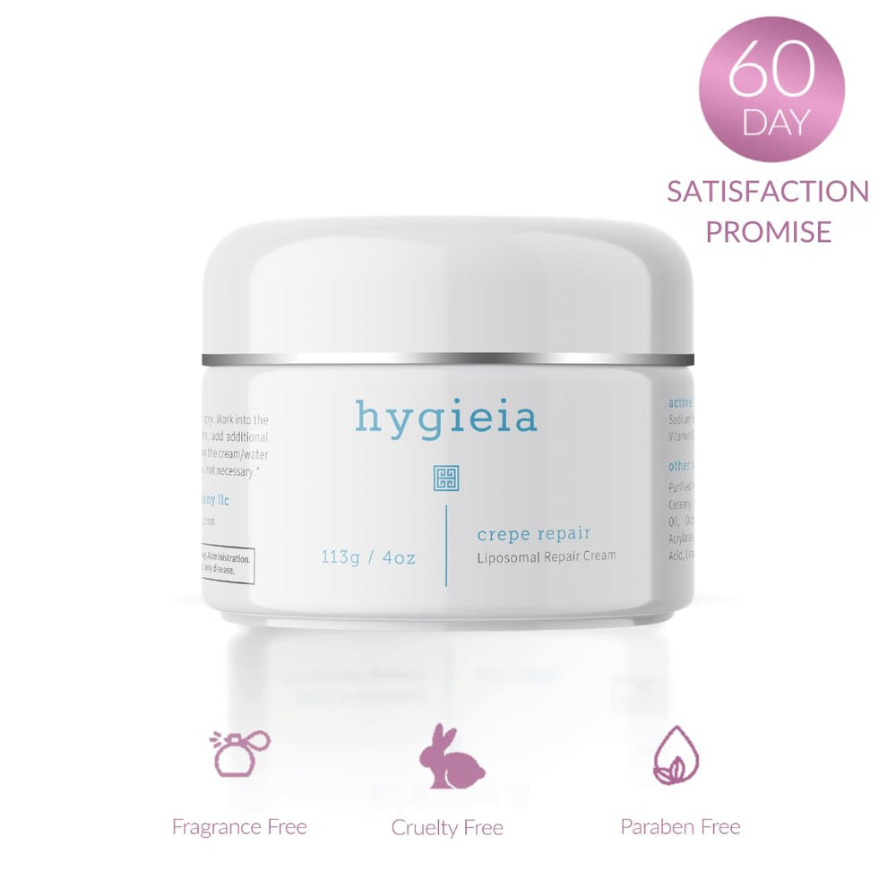 Hygieia liposomal repair cream texture closeup shows creamy penetration for lasting hydration