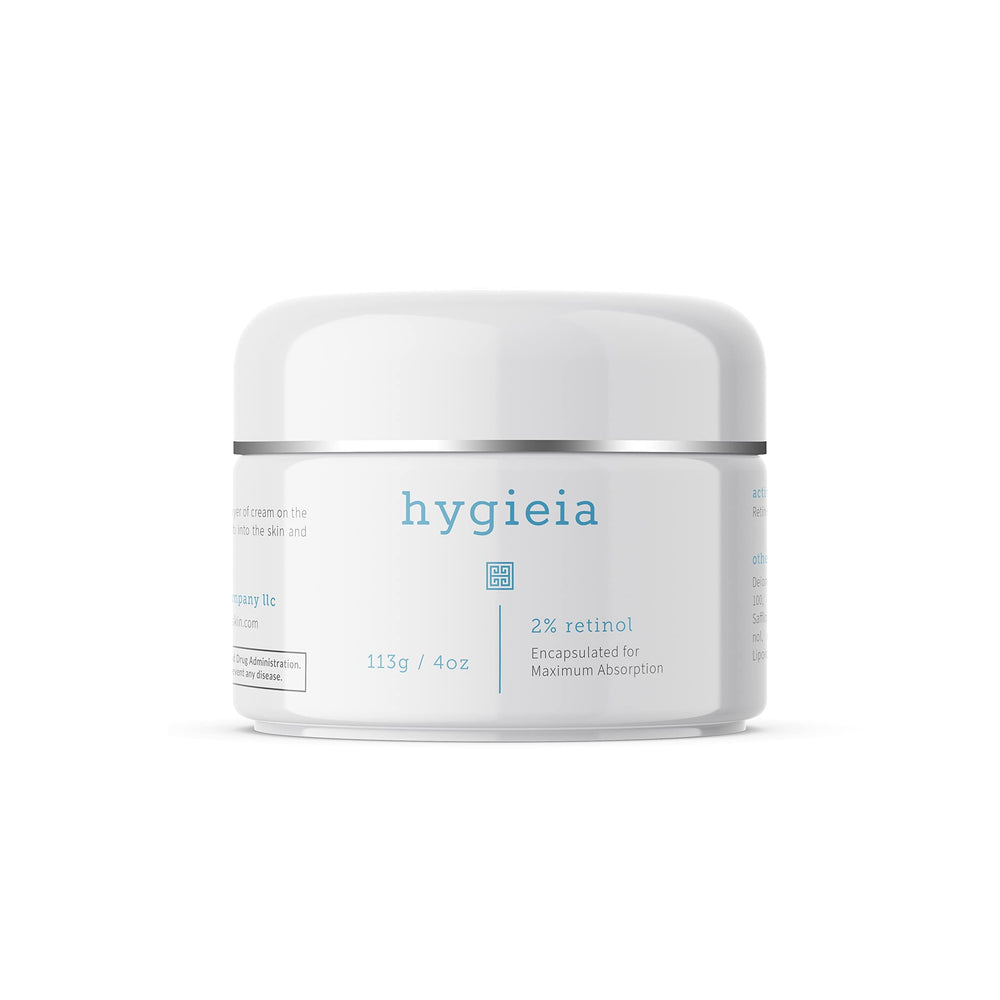 Hygieia+ encapsulated two-percent retinol cream bottle for day-night care