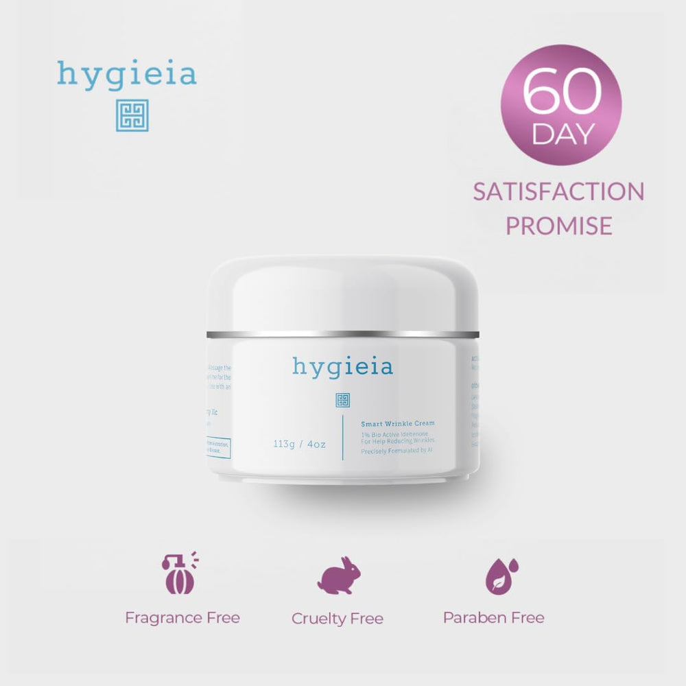 Hygieia+ Smart Wrinkle Cream texture spotlight showing creamy finish