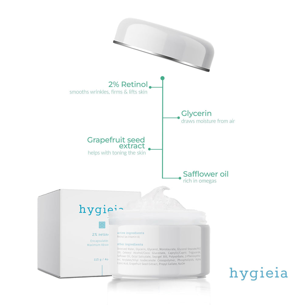 Close-up of Hygieia+ retinol cream texture with smooth glide