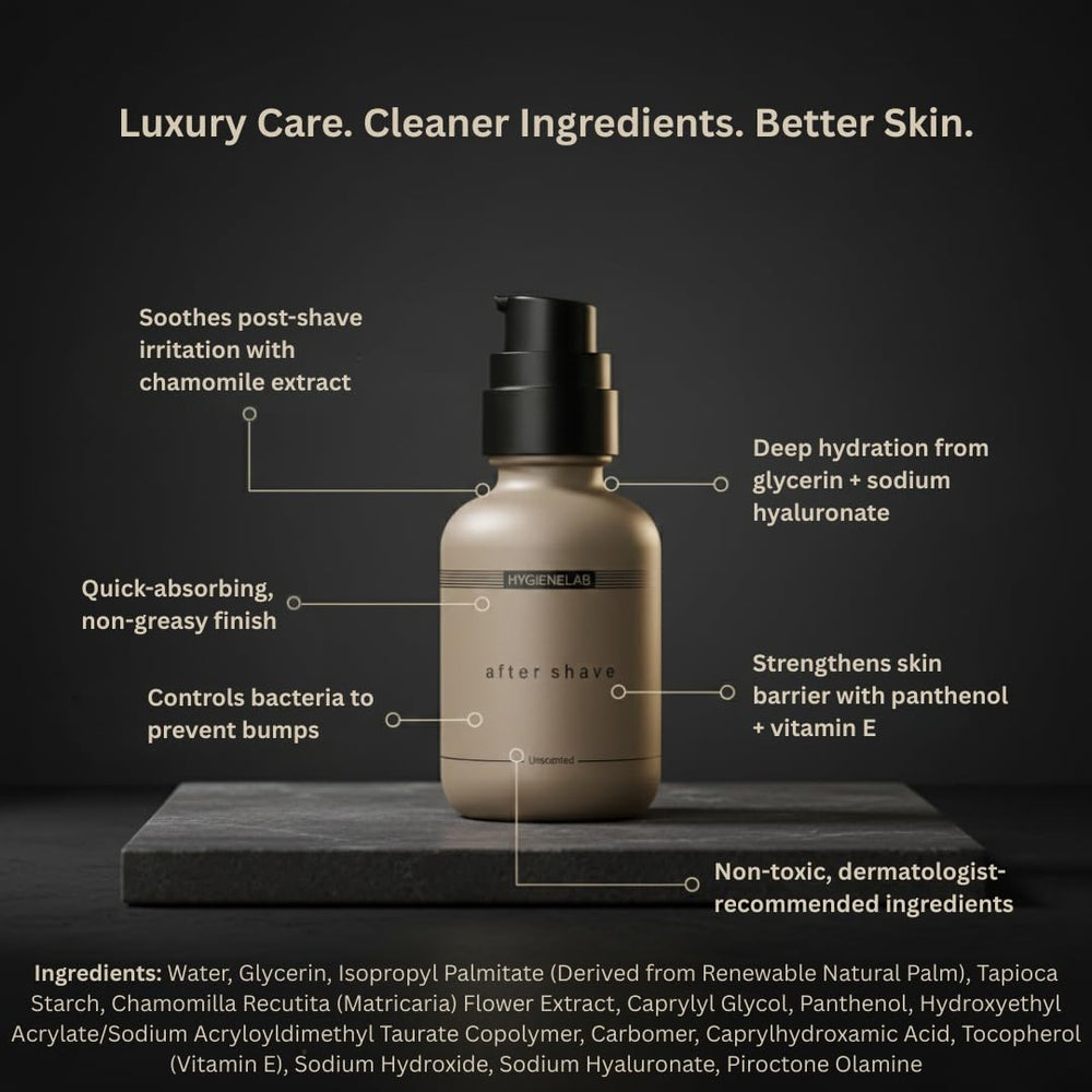 HygieneLab After Shave texture being applied for light hydration