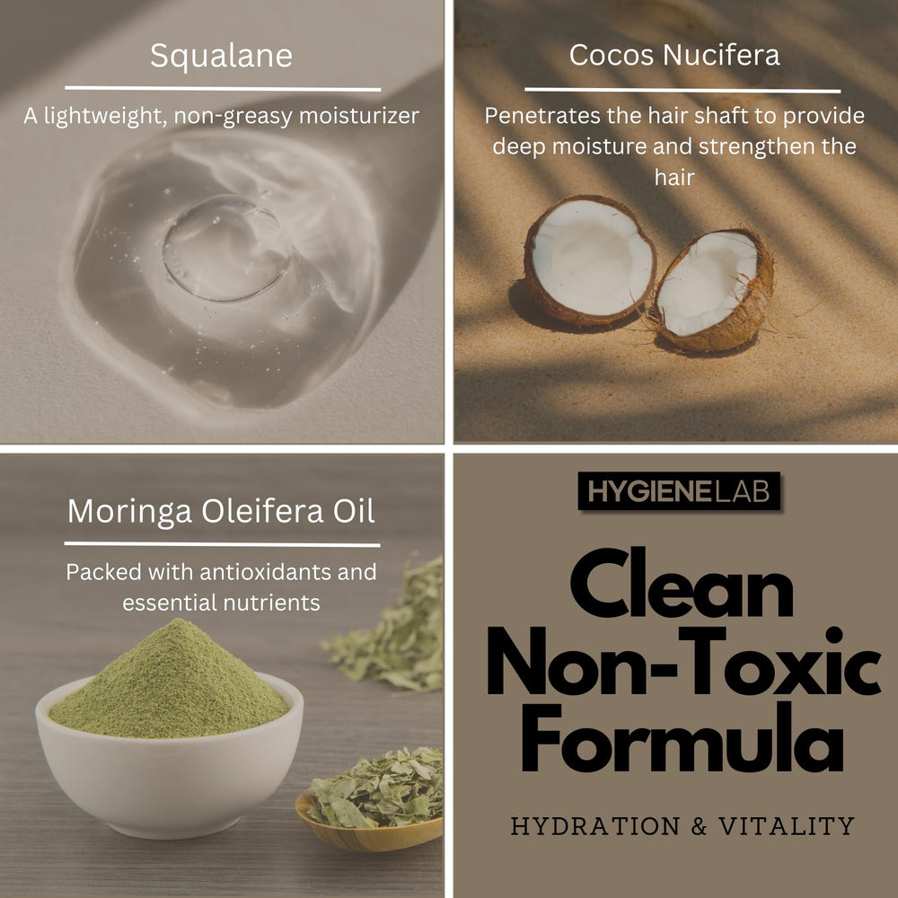 HygieneLab ingredient blend emphasizes nourishing oils without heaviness.