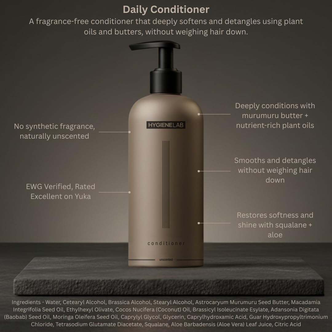 HygieneLab application image suggests smooth detangling and lightweight feel.