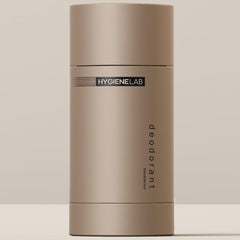HygieneLab Men’s deodorant packaging with sandalwood scent and safe-label emphasis.