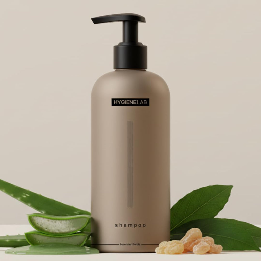 HygieneLab Mens Shampoo bottle front showing fragrance-free formula for sensitive scalps