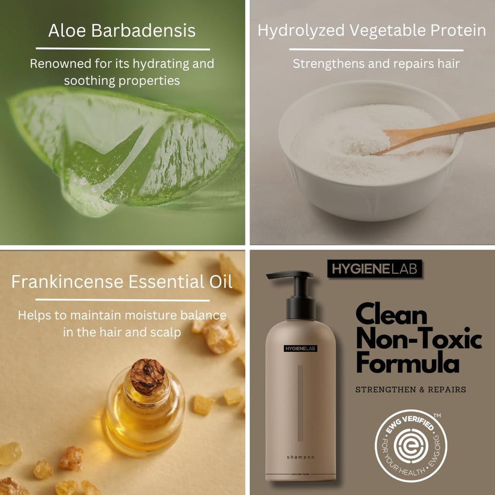 HygieneLab Mens Shampoo bottle on bathroom counter with clean aesthetic