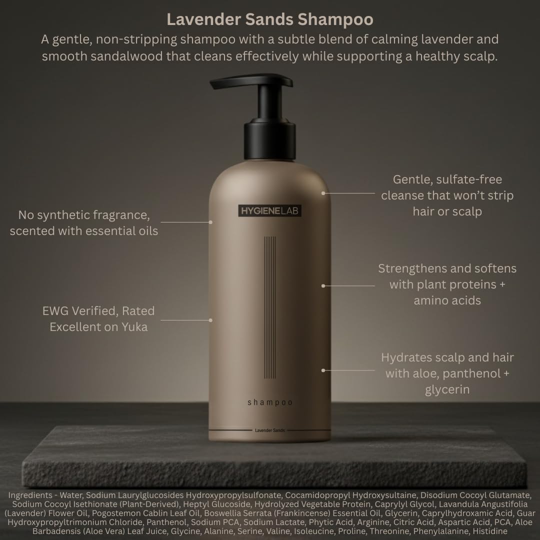 HygieneLab Mens Shampoo flowing through hair for gentle cleansing