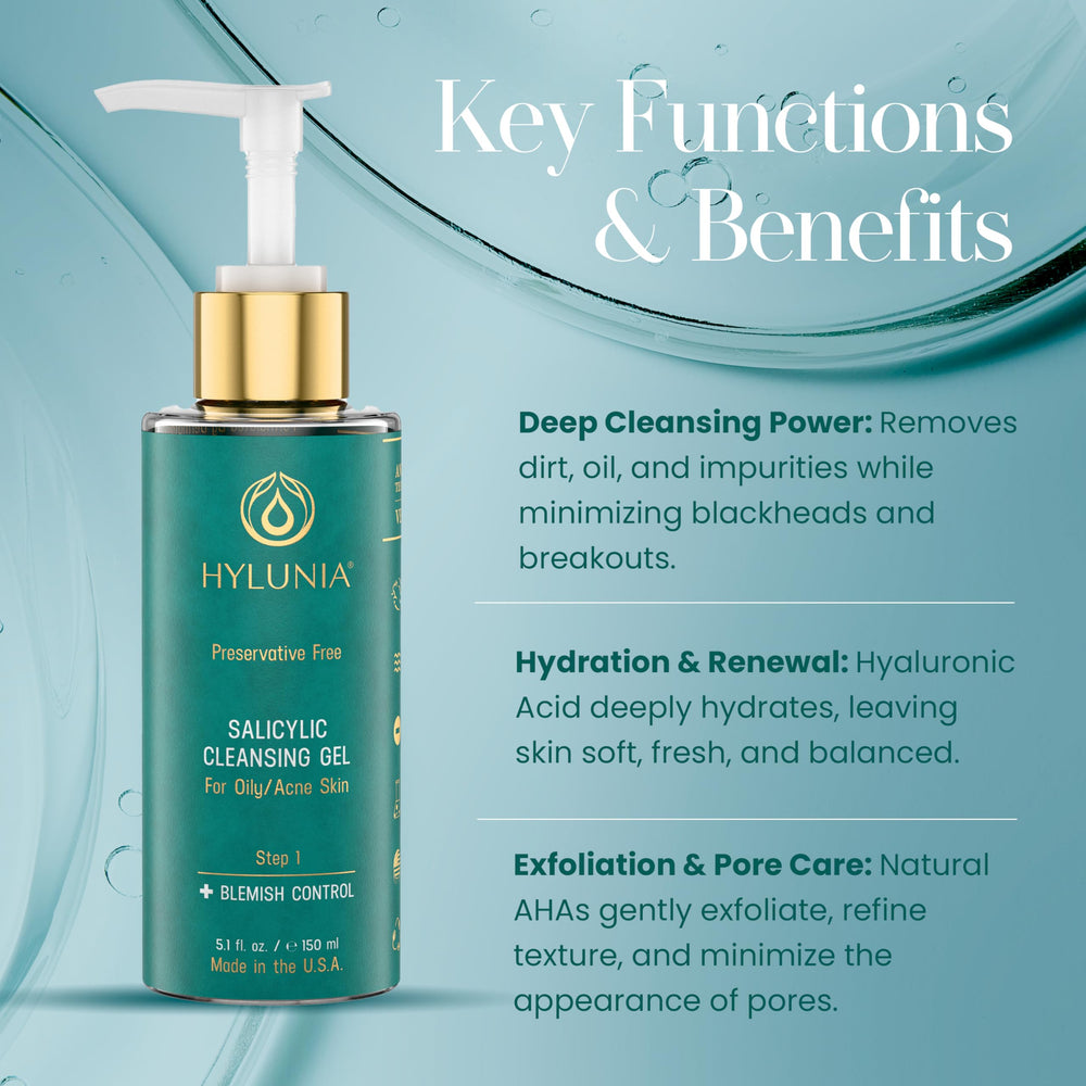 AHAs from sugar maple, bilberry, and citrus provide gentle exfoliation in Hylunia formula.