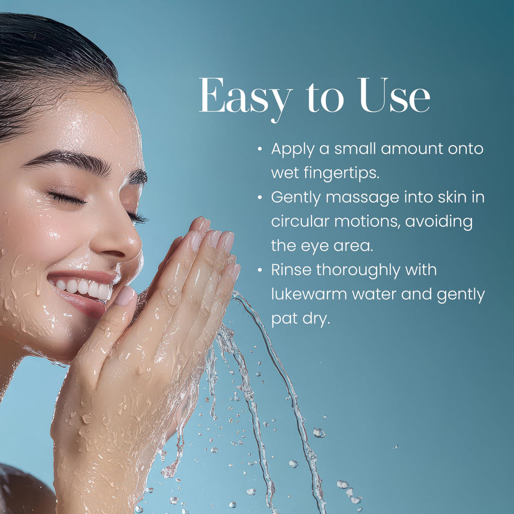 Hylunia cleanser on bathroom shelf for daily facial care.